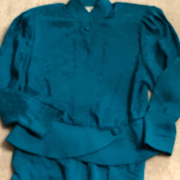 Vintage two piece teal blue skirt set - Picture 5 of 8